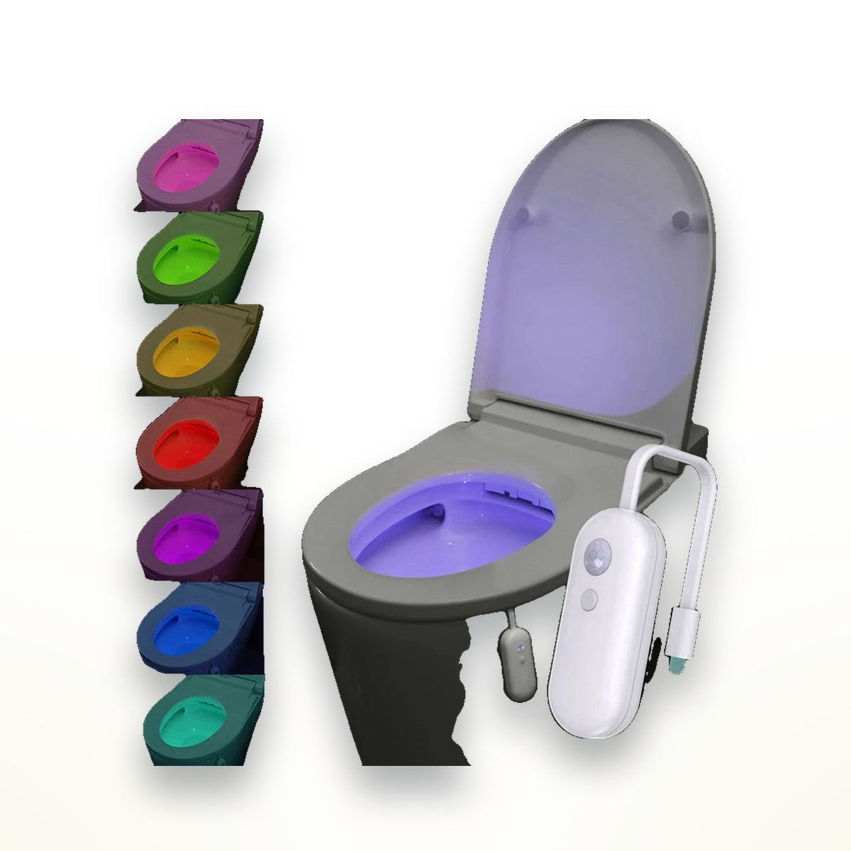 Motion-sensor toilet night light, 8 colors