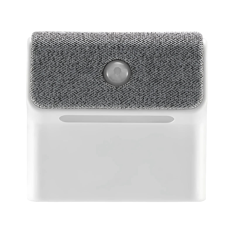 Rechargeable motion-sensor wall light with fabric front