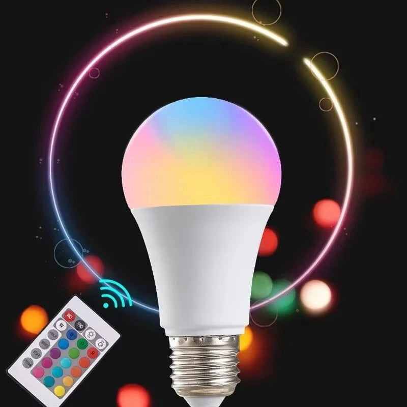 E27 color-changing LED bulb with 24-key remote