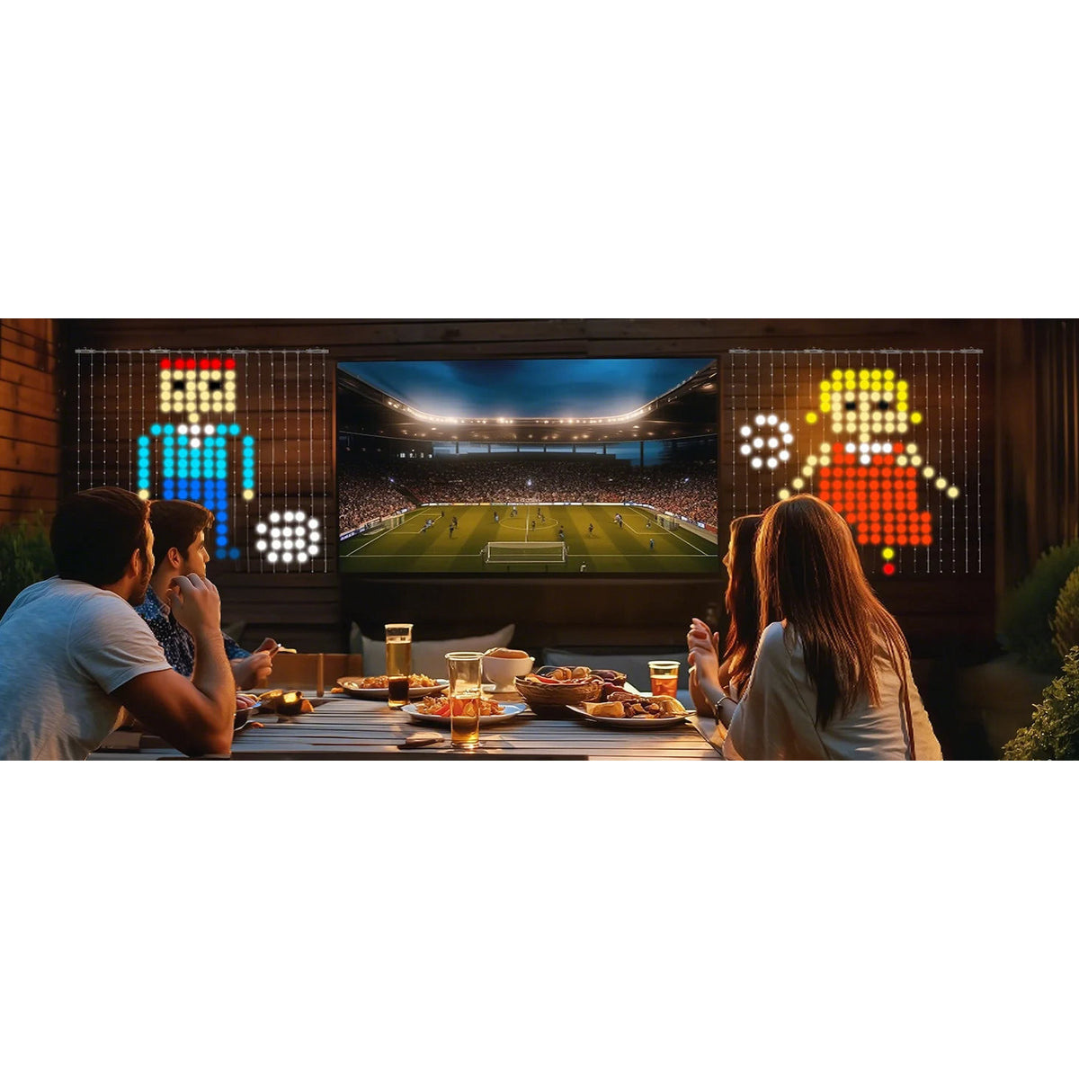 Smart LED curtain light with app patterns and text – view 2
