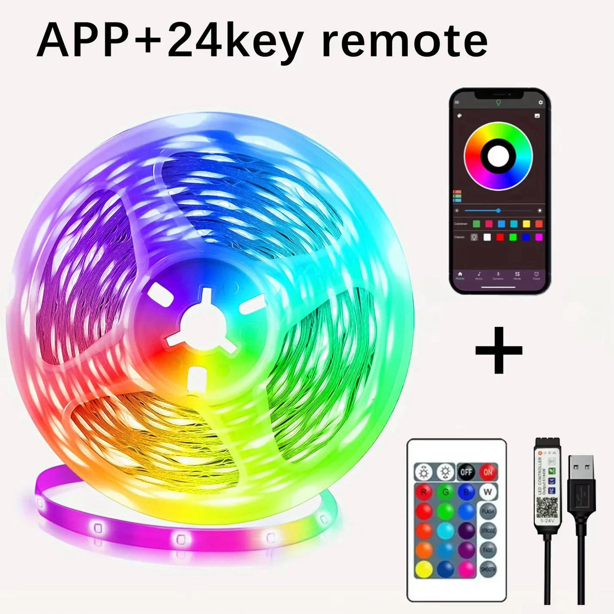 Adhesive RGB LED strip with app or remote, 5–20 m – view 2