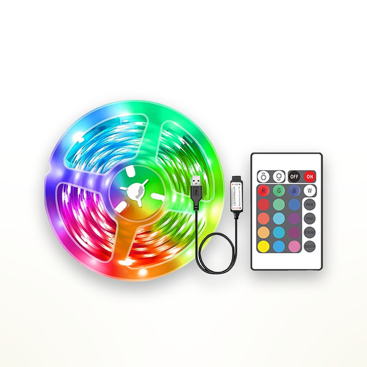 USB RGB LED strip with remote or app, 0.5–30 m – view 2