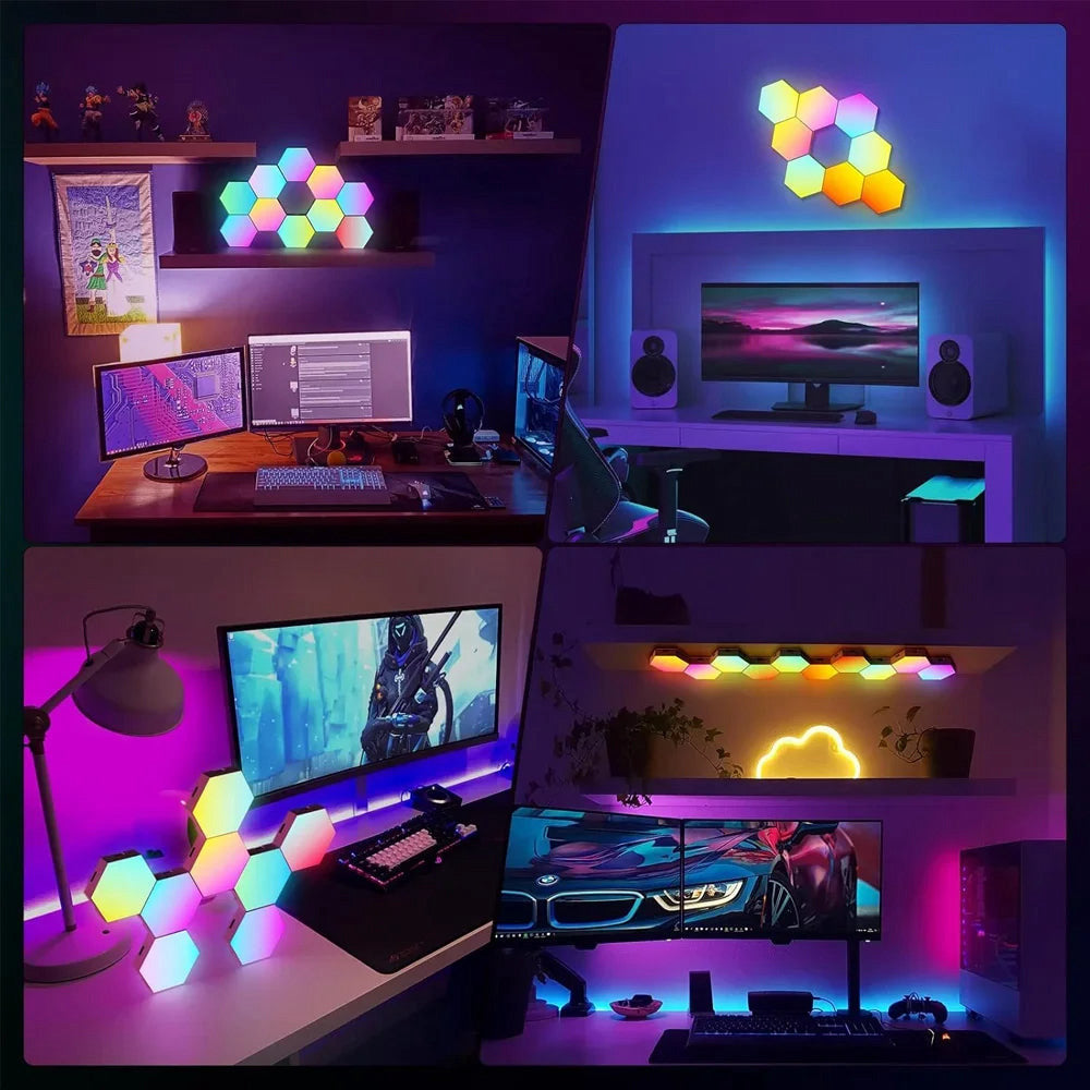Hexagon LED wall lights with remote and app, 8 or 12 – view 3