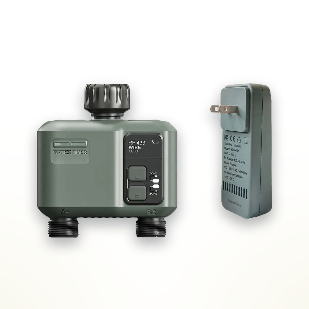Smart 2-zone hose timer with Wi-Fi gateway, Tuya