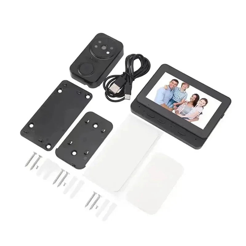 Wireless video doorbell with 4.3" monitor, no Wi-Fi needed – view 4