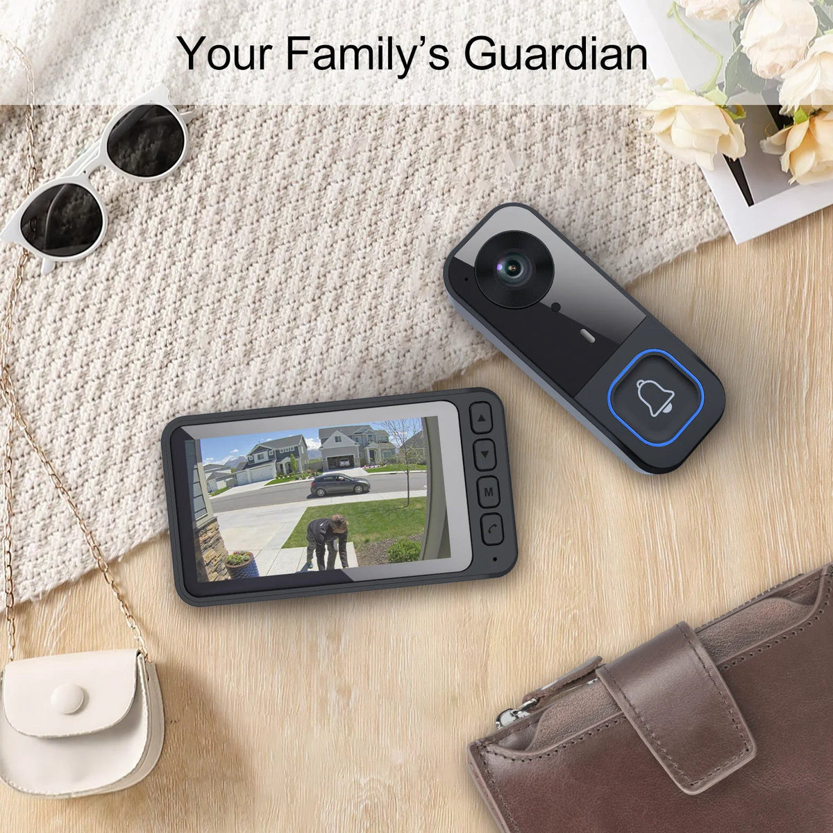 Wireless video doorbell with 4.3" monitor, 1080p – view 5