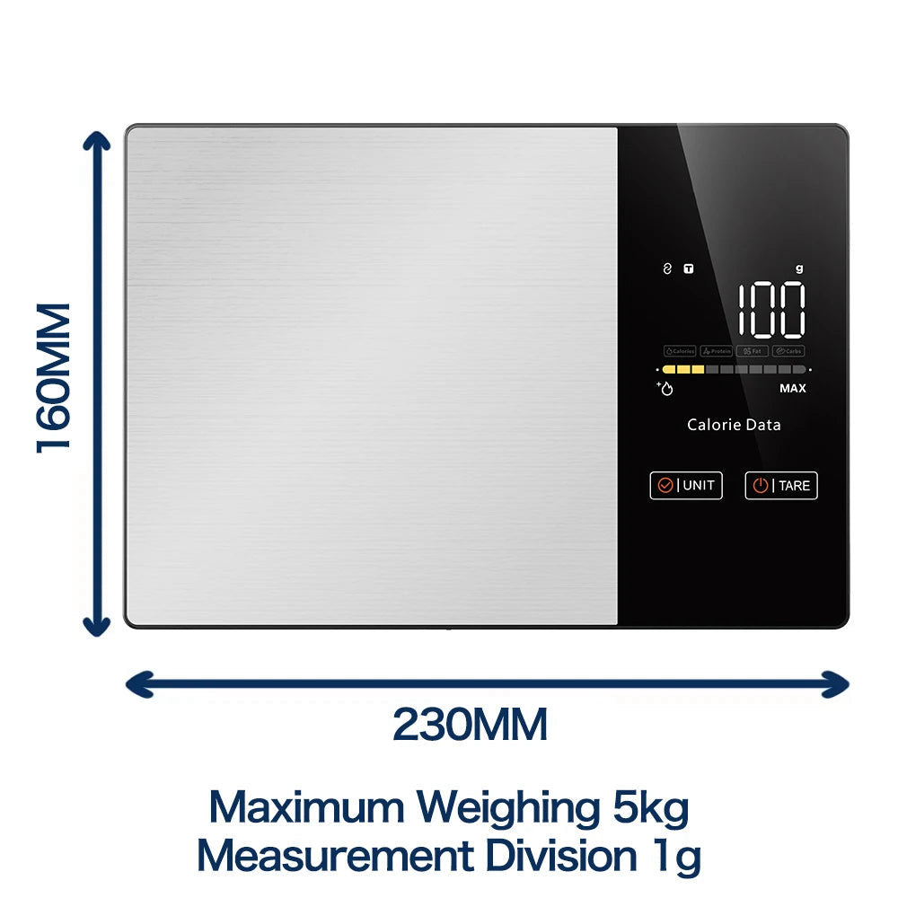 Smart nutrition kitchen scale, stainless steel, 5 kg – view 3