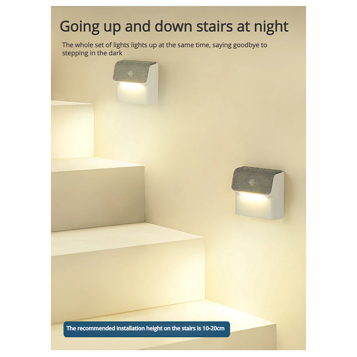 Rechargeable motion-sensor wall light with fabric front – view 2