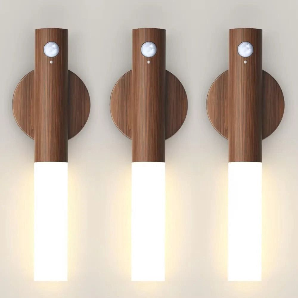 Magnetic motion-sensor night light, wood grain – view 3