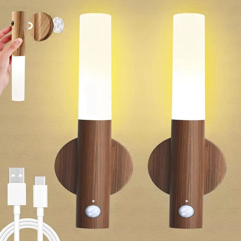 Magnetic motion-sensor night light, wood grain – view 4