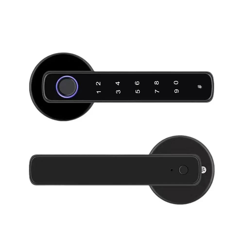 Fingerprint lever door lock with app and keypad