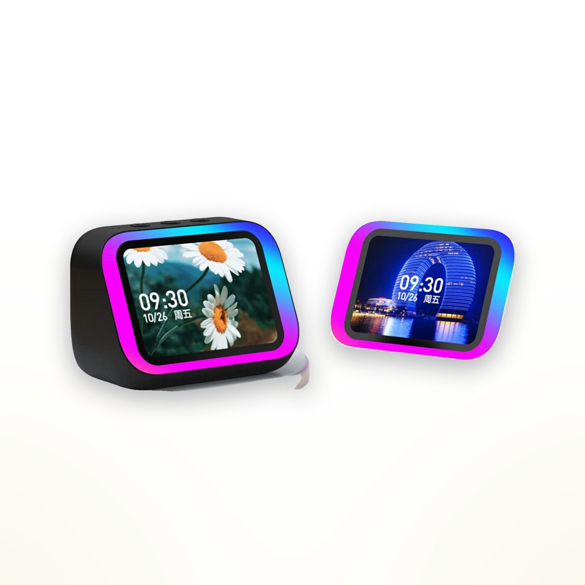 Smart alarm-clock speaker with 4-inch display