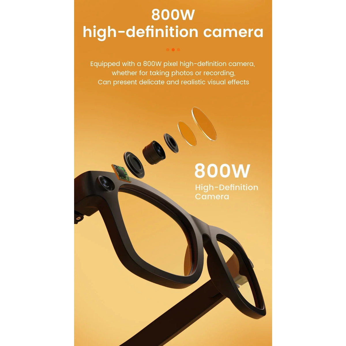 AI camera glasses with 8 MP camera and translation – view 2
