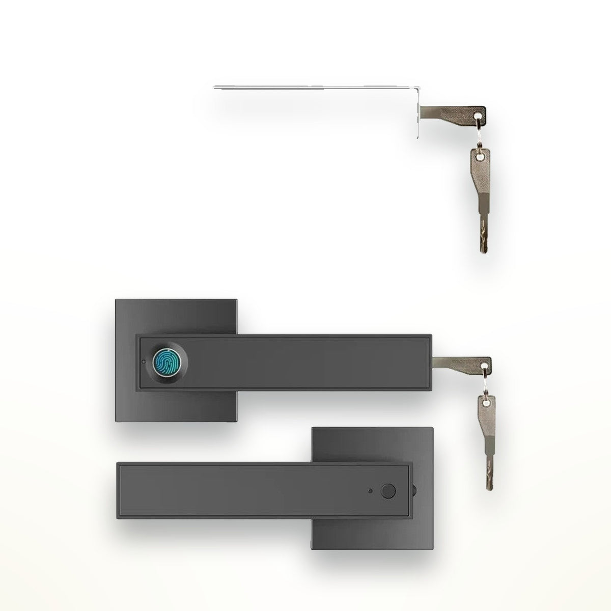 Fingerprint door handle lock with key backup – view 2