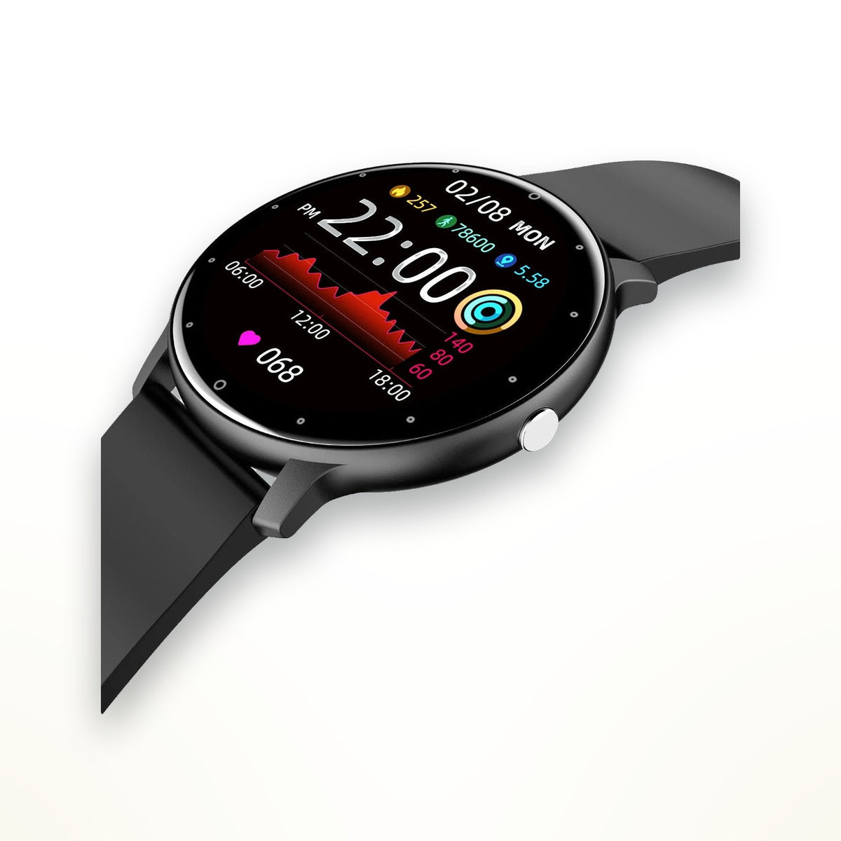 Round smart watch with heart rate and sleep tracking – view 2