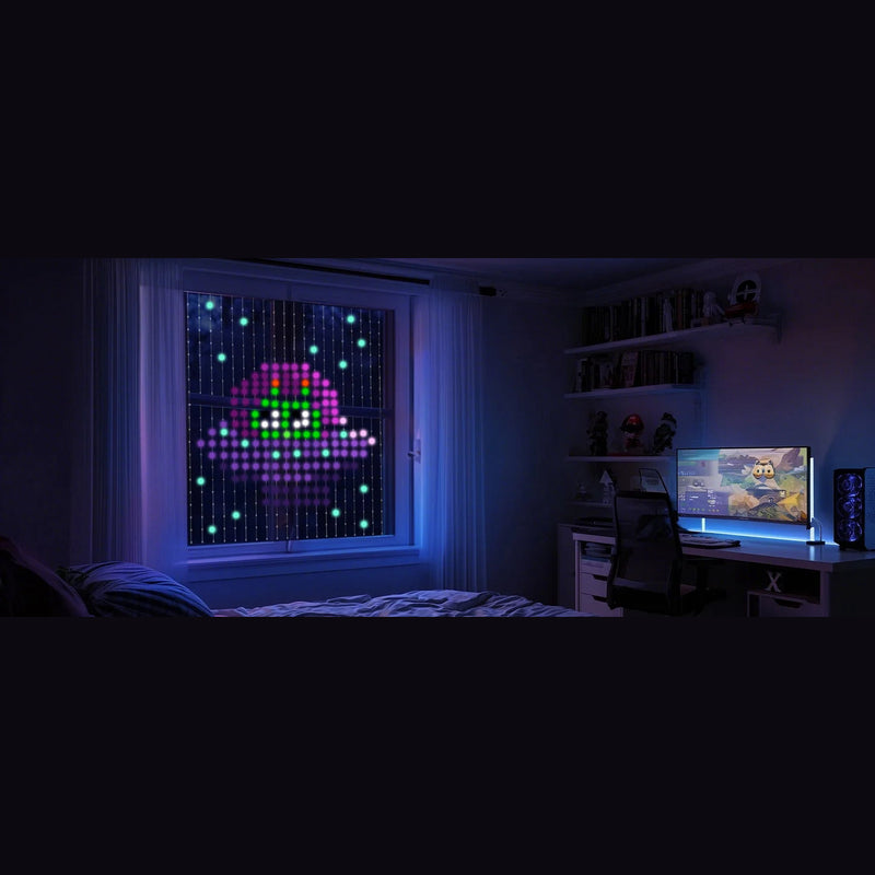 Smart LED curtain light with app patterns and text