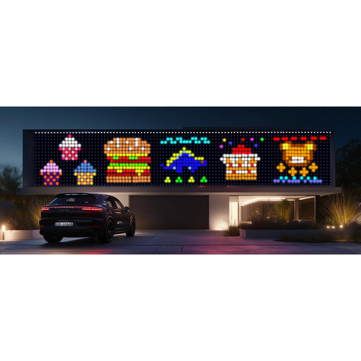 Smart LED curtain light with app patterns and text – view 4