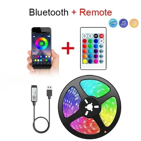 USB RGB LED strip with remote or Bluetooth, 1–5 m – view 2
