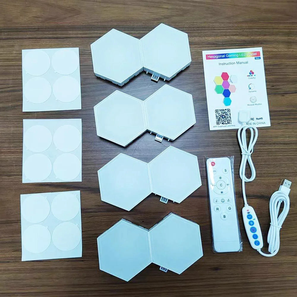 Hexagon LED wall lights with remote and app, 8 or 12 – view 2