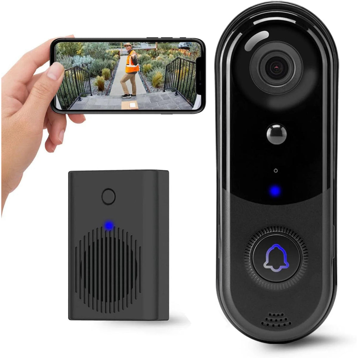 Wireless battery video doorbell with chime, 1080p – view 2