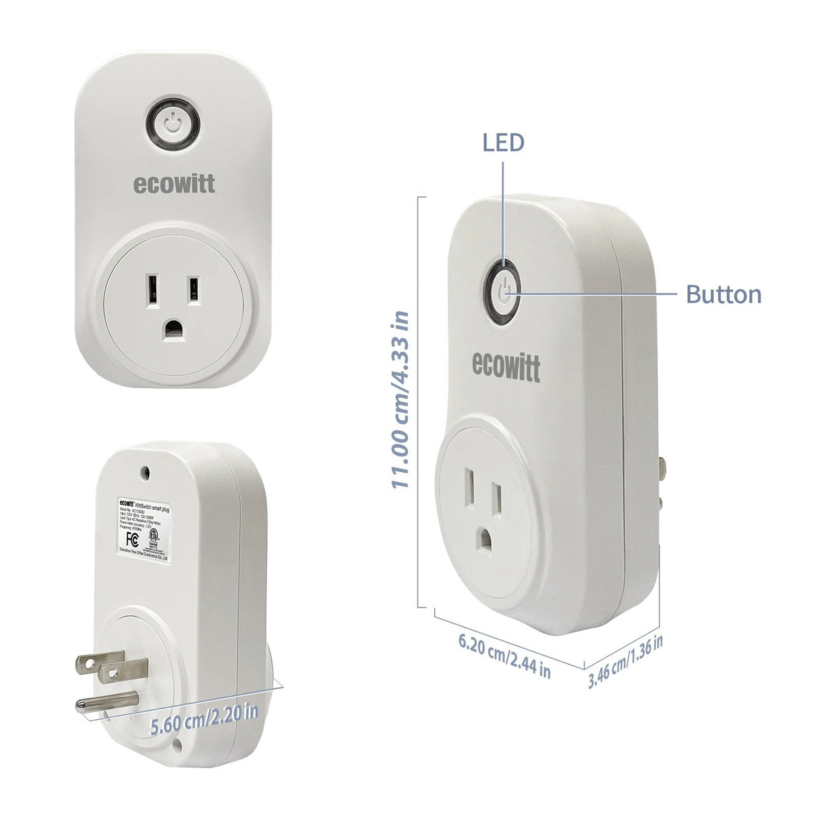 Ecowitt AC1100 smart plug with energy monitoring – view 2