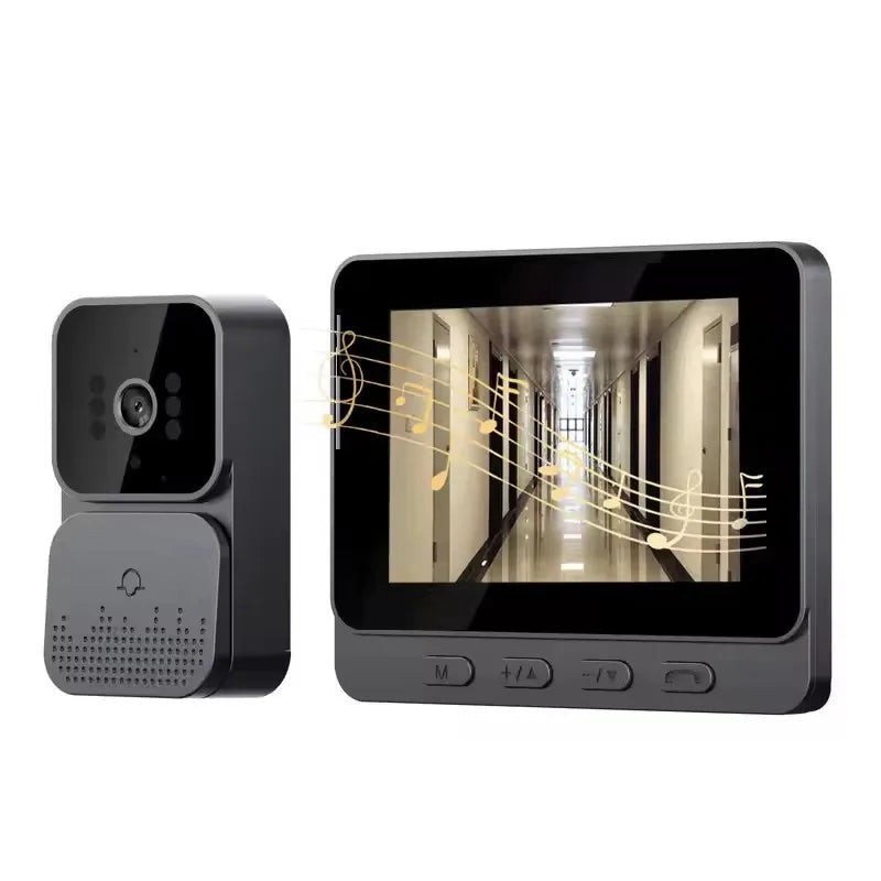 Wireless video doorbell with 4.3" indoor monitor