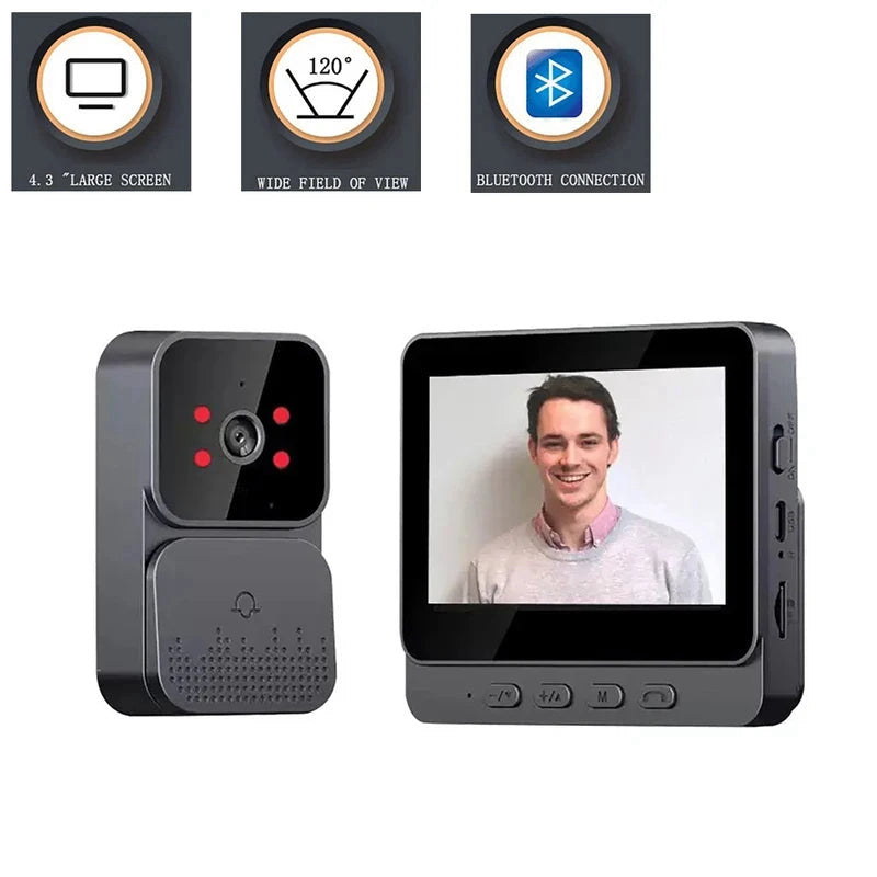 Wireless video doorbell with 4.3" monitor, private link – view 5