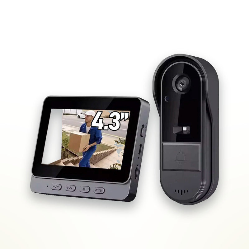 Wireless video doorbell with 4.3" screen, IP65
