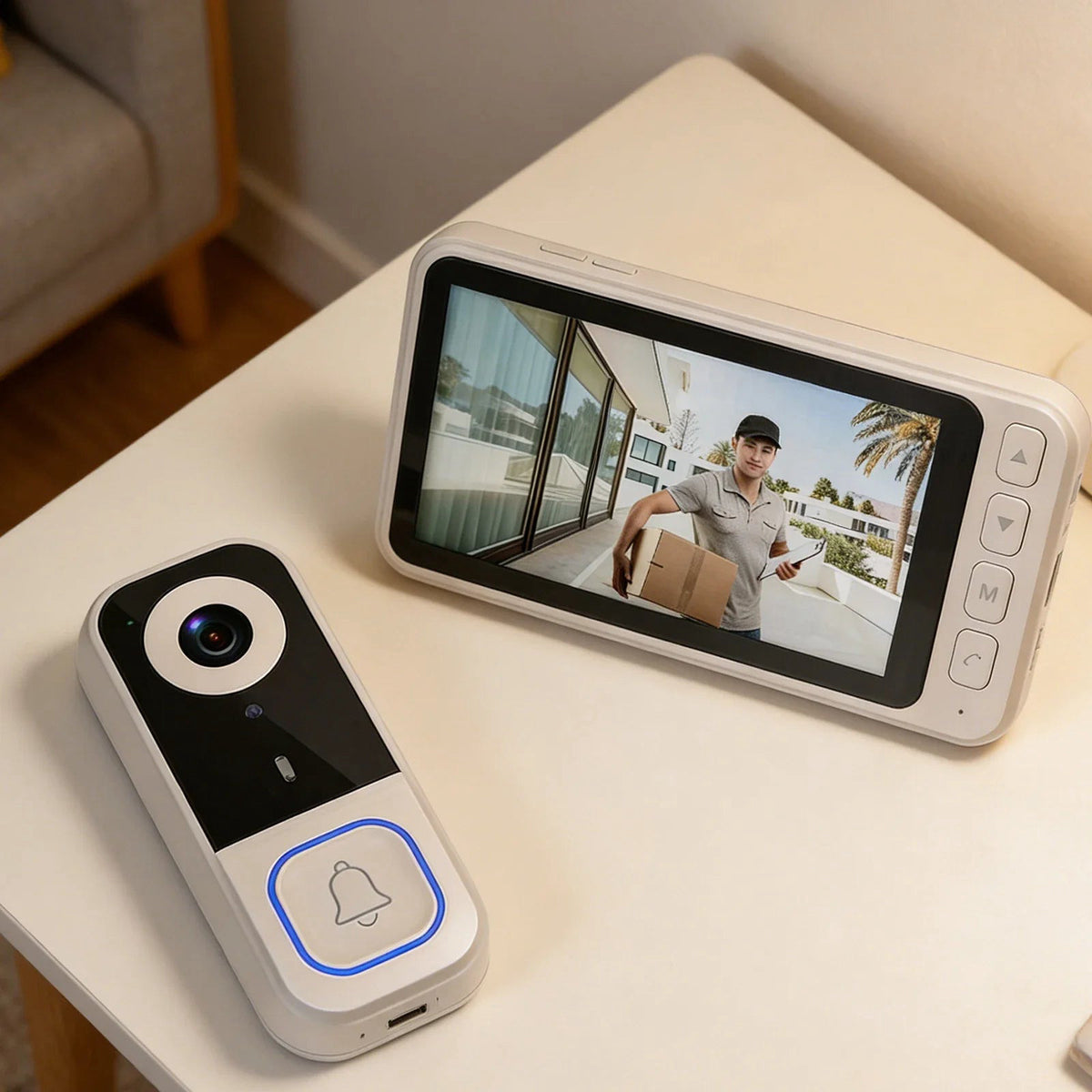 Wireless video doorbell with 4.3" monitor, 1080p – view 3